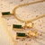 JUEGO CADENA + ARETES VERDE ESMERALDA - comprar en línea