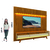 Rack Bancada Requinte Com Painel Ripado Para TV Até 90 Polegadas LED Nobre Madeirado/Off White Geliu