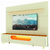 Rack Bancada Nobre Com Painel Para TV Até 85 Polegadas Com Pés De Vidro e LED Royal Off White/Madeir