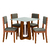 Conjunto Sala de Jantar Mesa Athenas Quadrada 0,90m 4 Cadeiras Trento Madeirado/Mascavo Dobuê