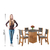 Imagem do Conjunto de Mesa Sala de Jantar Quadrada 0,90m 4 Cadeiras Lord Madeirado / Cinza Veludo Viero