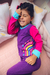 Macacão Magnético Roxo Detalhes Pink e Azul Anil com Estampa Arco-íris 9 meses - Welpie na internet