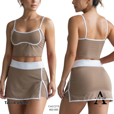 Conjunto Deportivo Top + Falda Short Tipo Tenis Ref.C219