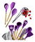 Set Utensilios De Cocina Punta Silicona Mango Madera Kit X12 - comprar online