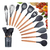 Set Utensilios De Cocina Punta Silicona Mango Madera Kit X12 - tienda online