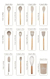 Set Utensilios De Cocina Punta Silicona Mango Madera Kit X12