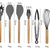 Set Utensilios De Cocina Punta Silicona Mango Madera Kit X12 - tienda online