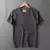 Verão novo americano retro de manga curta o pescoço cor sólida camiseta masculina moda simples 100% algodão lavado casual esporte topos - loja online