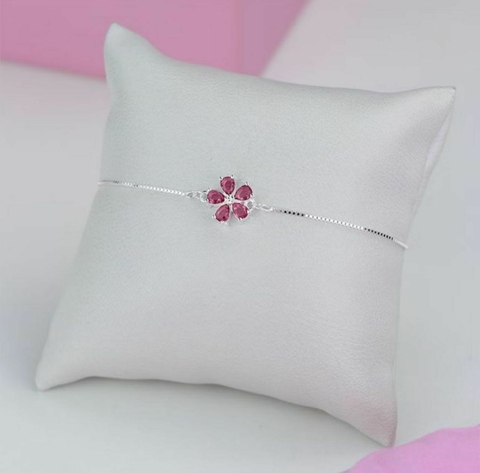 Pulseira Veneziana Flor Rosa - Prata 925 - comprar online