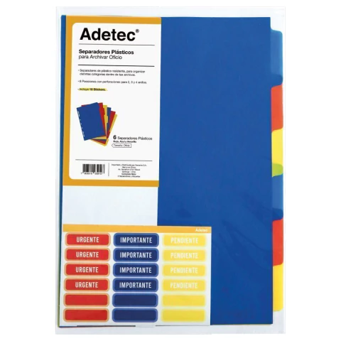 Separador Oficio/carta Adetec Plástico 6 Divisiones - comprar en línea