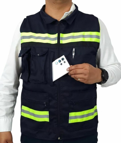 Chaleco de Seguridad Ejecutivo Azul Reflejante Verde - comprar en línea