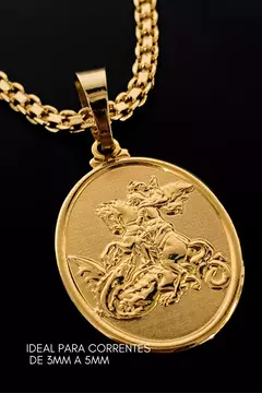 Pingente São Jorge Oval - 3x2cm - 2,5g - Banhada A Ouro 18k