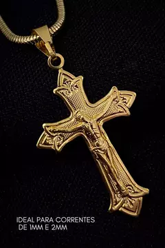 Pingente Crucifixo Vitoriano Com Jesus M -4x3cm-3,2g- Banhado A Ouro 18k