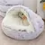 Cama Redonda de Pelúcia Macia para Gatos – Quente, Longa e Semi-Fechada