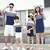 Imagem do Família listrada mãe ombro e filha vestido, combinando roupas, pai e filho t-s
