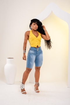 Bermuda Feminina Jeans Claro Ciclista - comprar online