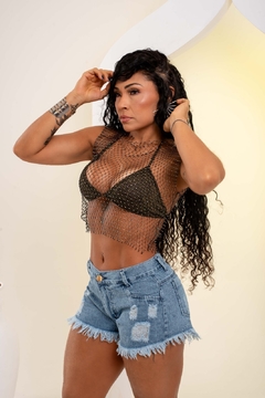 Imagem do Short Feminino Jeans bermuda Jeans Rasgado Feminino