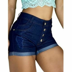 Short Jeans Feminino bermuda destroyed Jeans curto 4 Botões - comprar online