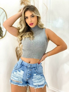 Short Jeans Feminino bermuda destroyed Jeans curto na internet