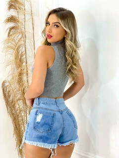 Short Jeans Feminino bermuda destroyed Jeans curto - comprar online