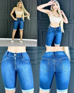 Bermuda Feminino Jeans Ciclista Barra Dobrada