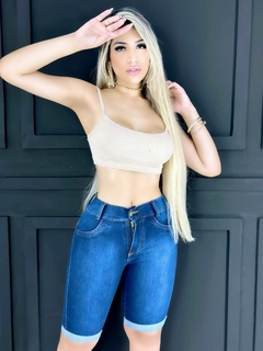 Bermuda Feminino Jeans Ciclista Barra Dobrada - loja online