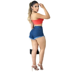 Short Curto Jeans Desfiado Feminino - loja online