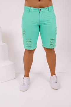 Bermuda Jeans Masculina Destroyed - Verde - comprar online