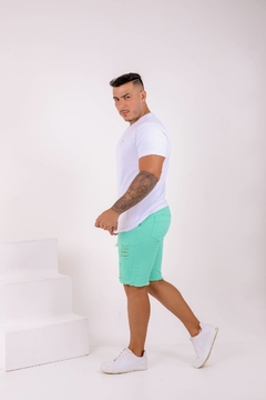 Imagem do Bermuda Jeans Masculina Destroyed - Verde
