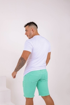 Bermuda Jeans Masculina Destroyed - Verde