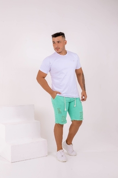 Bermuda Jeans Masculina Destroyed - Verde - comprar online
