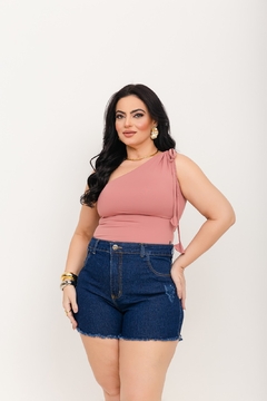 Short Plus Size Cintura alta, ajuste regular com Botão e zíper frontal Alta resistência e conforto
