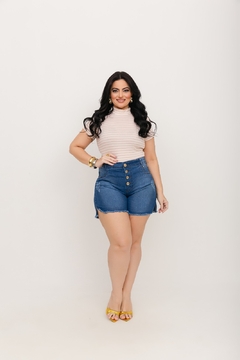 Short jeans Plus Size com 4 botões Bolsos frontais sem forro - loja online