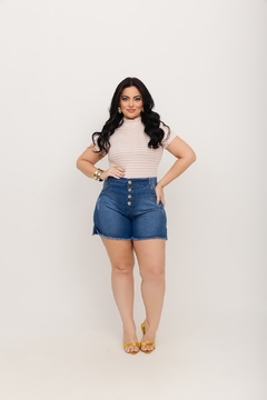 Short jeans Plus Size com 4 botões Bolsos frontais sem forro na internet