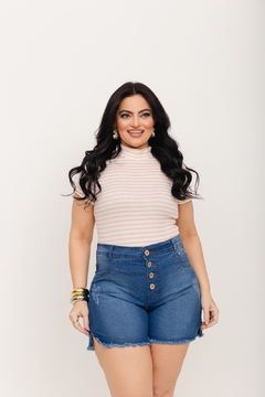 Short jeans Plus Size com 4 botões Bolsos frontais sem forro - comprar online
