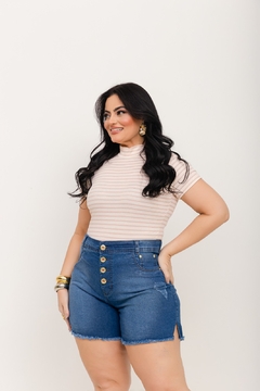 Short jeans Plus Size com 4 botões Bolsos frontais sem forro na internet