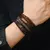 pulseira masculina 4 peças/conjunto Trançado Envoltório Pulseiras De Couro pa na internet