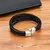 pulseira de couro tecida à mão, luxuosa, multicamadas, masculina, fivela