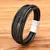 pulseira de couro tecida à mão, luxuosa, multicamadas, masculina, fivela na internet