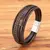 pulseira de couro tecida à mão, luxuosa, multicamadas, masculina, fivela na internet