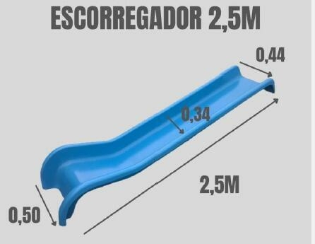 Escorregador Reto em Fibra de Vidro de 2,50m