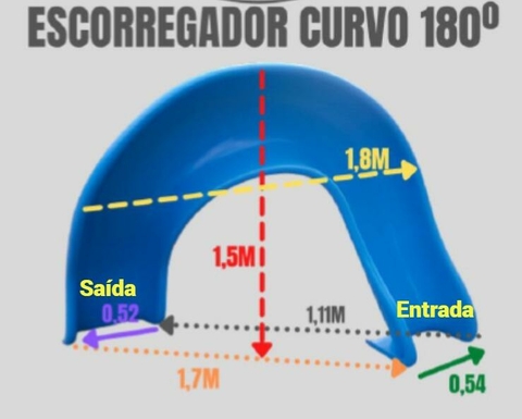 Escorregador Curvo 180° em Fibra de Vidro