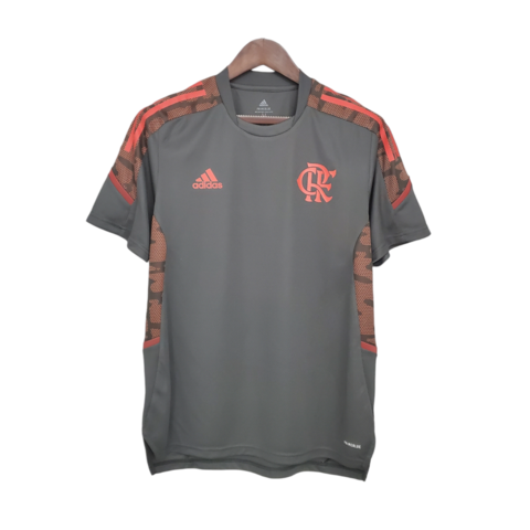 Camisa Flamengo Treino II 21/22 Torcedor Masculina - Cinza com detalhes em vermelho