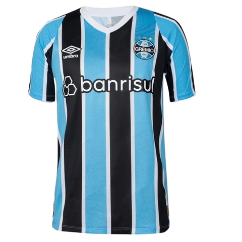Camisa Grêmio I 24/25 - Torcedor Umbro Masculina - Azul e preta e a Com Patrocínio