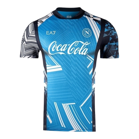 Camisa Napoli Pré-jogo 24/25 - Torcedor EA7 Masculina - Azul e Com Patrocínio