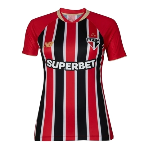 Camisa São Paulo II 25/26 - Torcedor New Balance Feminina - Vermelha e preta
