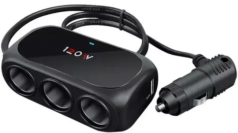 Triple Adaptador 3 Bocas 12v 24v + 2 Cargador Usb Para Auto
