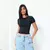 Baby Tee Feminina - Blusa Slim Fit Manga Curta Blusa de Compressão Várias Cores - Lunvion