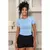 Baby Tee Feminina - Blusa Slim Fit Manga Curta Blusa de Compressão Várias Cores - loja online