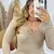 Blusa Tricot Básica Decote V Tricô Trança Feminina Outono Inverno - loja online